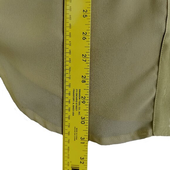 VTG Sheer Olive GREEN Benjamin A. Sheer Sleeve & Lower Panel Button Shirt  W M/L - Picture 4 of 6